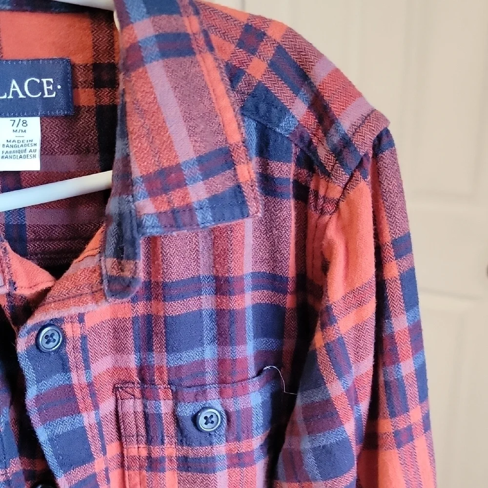 Place Vibrant Plaid Shirt in Orange and Blue